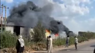 حريق المحلة الكبرى اليوم .. النيران تلتهم مصنع للقطن و3 سيارات إطفاء تخمدها