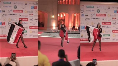 بالصور.. سارة نخلة بعلم سوريا على السجادة الحمراء بمهرجان القاهرة السينمائي 2024