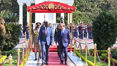 اليوم.. الرئيس السيسي يستقبل نظيره الكيني لبحث تعزيز العلاقات والتطورات الإقليمية