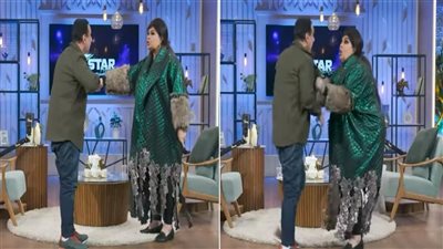 فيفي عبده مع حسن عسيري .. الراقصة تهدد المذيع بالضرب؟ (فيديو)