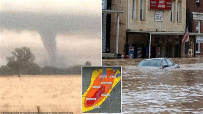 الأرصاد الجوية: فيضانات كارثية وأعاصير قاتلة تهدد أكثر من 15 ولاية أمريكية (فيديو)