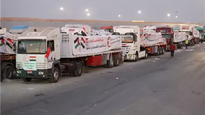 شاحنات المساعدات المصرية تدخل إلى قطاع غزة لليوم الثالث على التوالي 