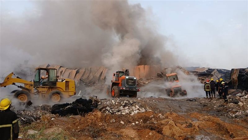 حريق مصنع أحذية