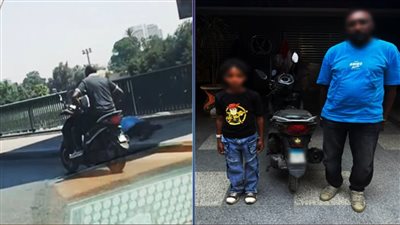 عرض حياته والمواطنين للخطر، تفاصيل قيادة طفل لدراجة نارية بالطريق العام