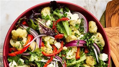 سلطة القرنبيط المشوي بالخل والليمون، طريقة التحضير