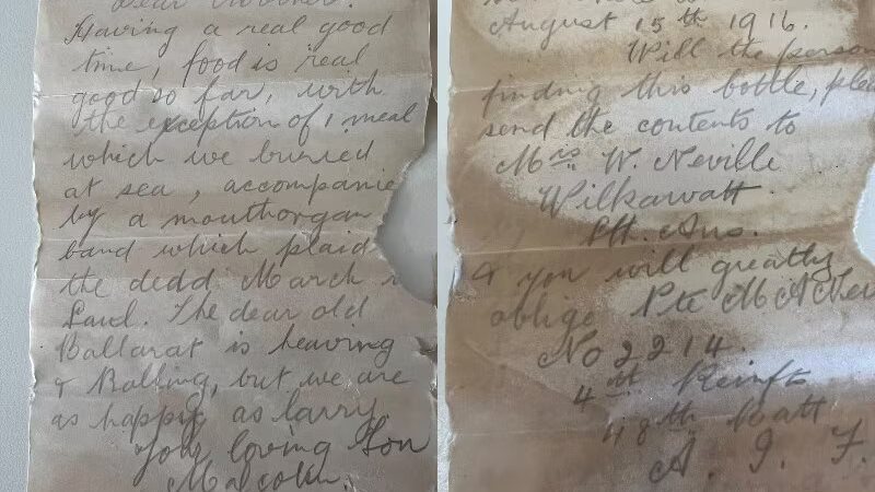 بعد 100 عام، العثور على رسالة من الحرب العالمية الأولى